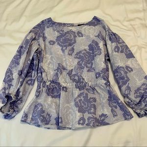 Blue and White Blouse